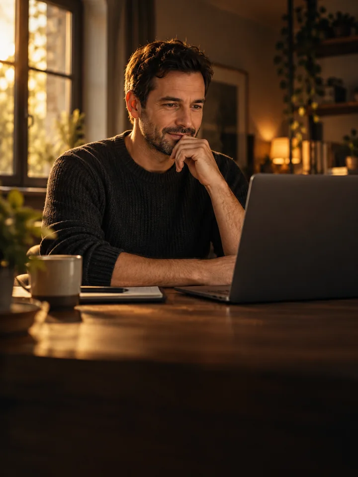 Man in an individual online conversation